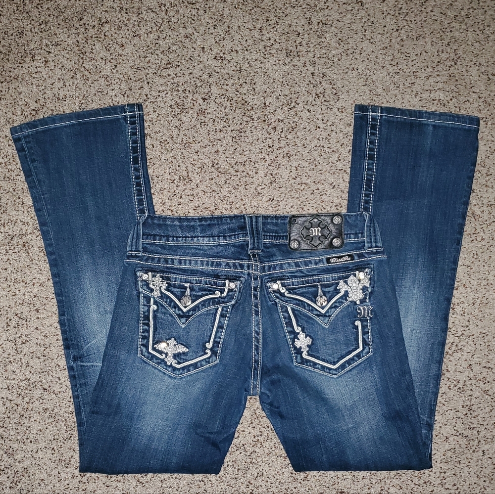 Miss Me Designer Bling Boot Cut Denim Jeans